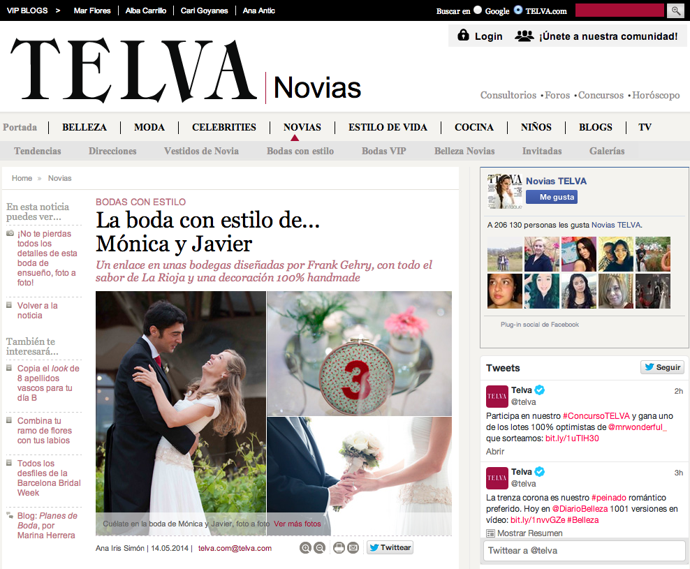 Publicacion en Telva Novias Javier Berenguer