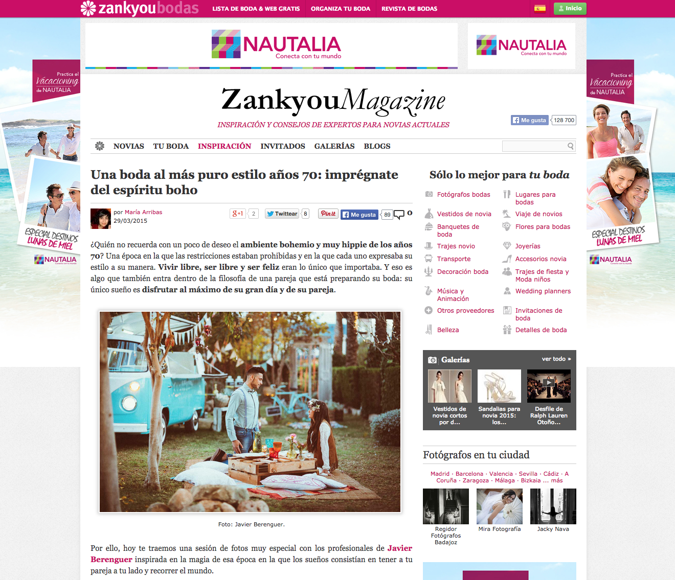 Publicación en Zankyou Bodas Wedding Magazine