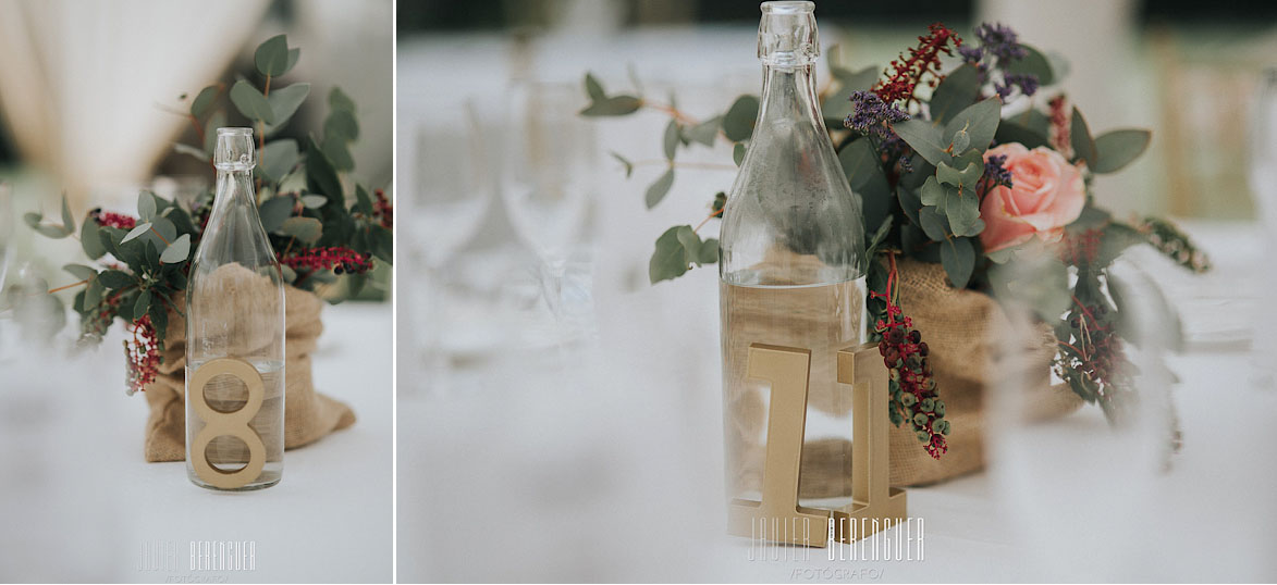 Centros de Mesa Para Bodas Con Botellas y Numeros 