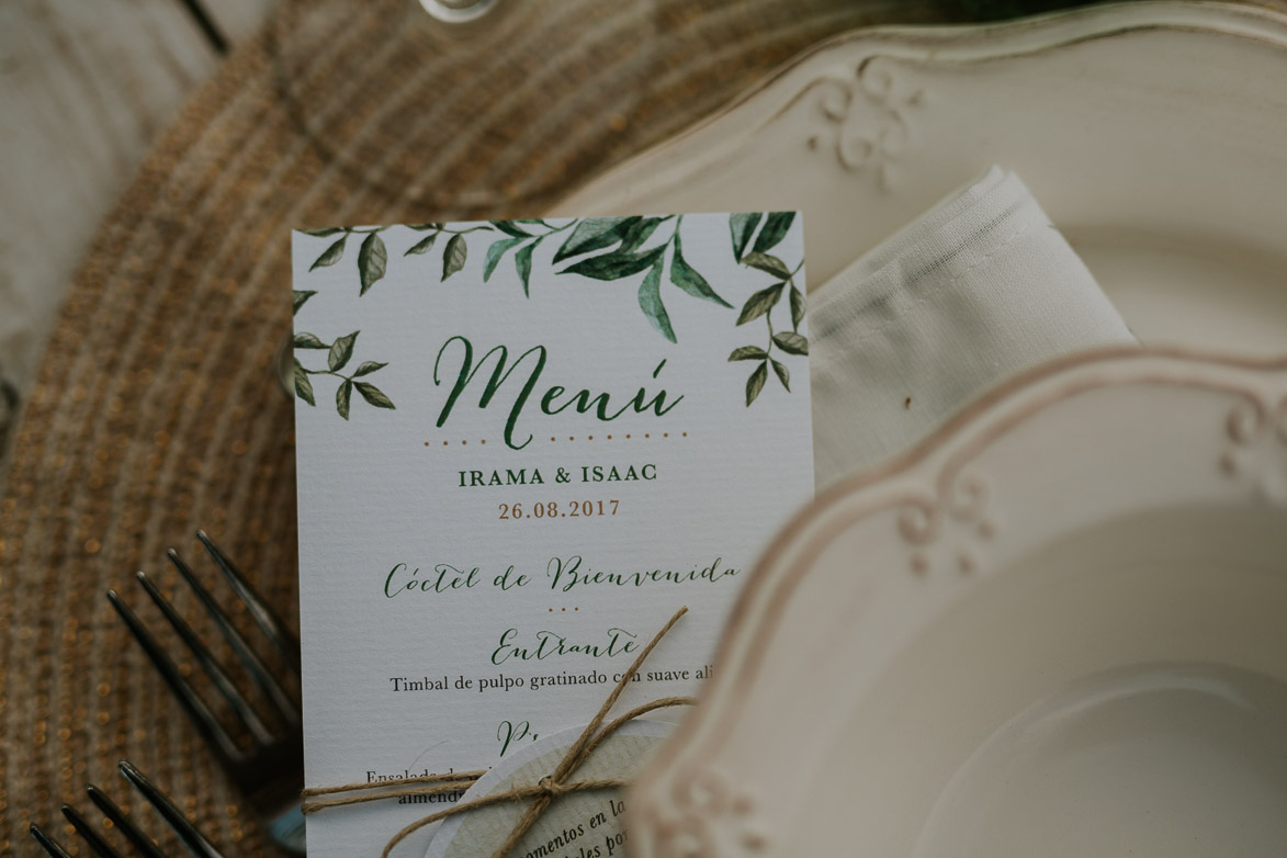 Minuta personalizada para Bodas