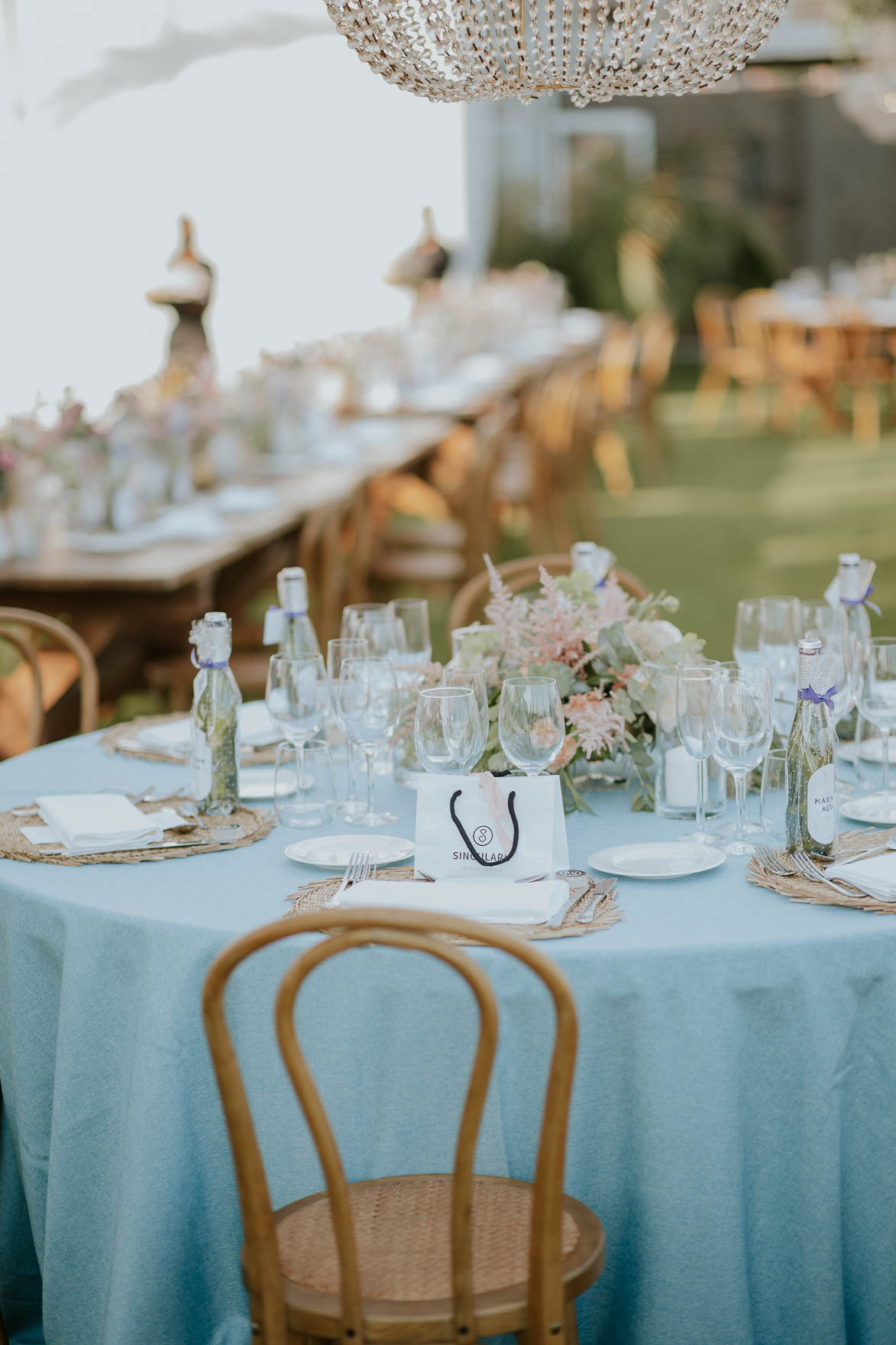 Mantel Azul en Bodas