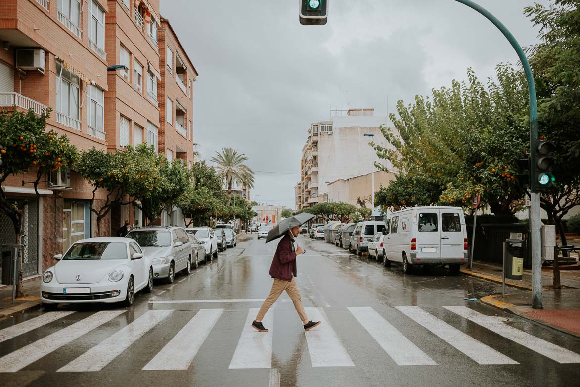 Lluvia y paso de peatones