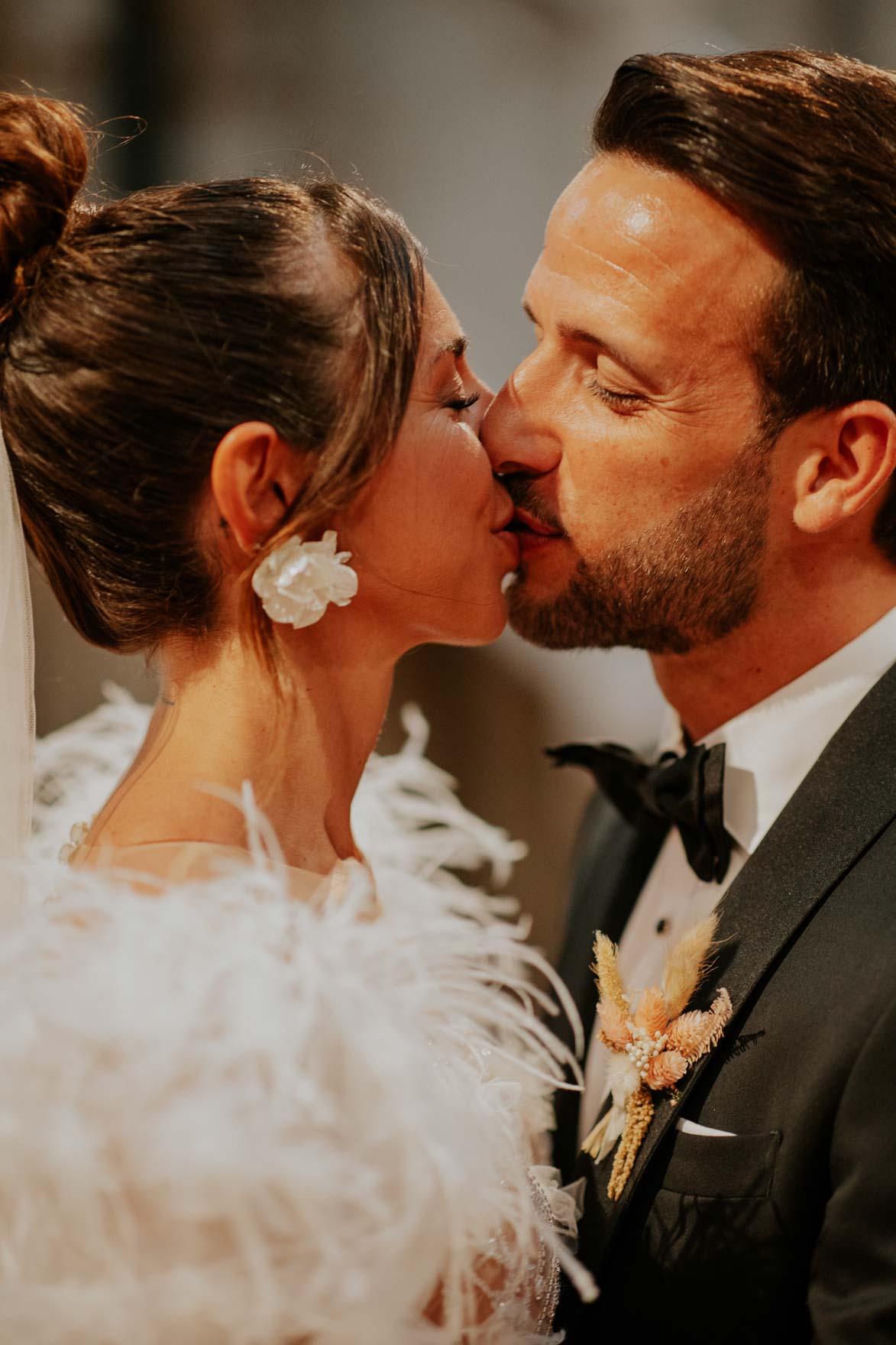 Vestido Novia con Plumas