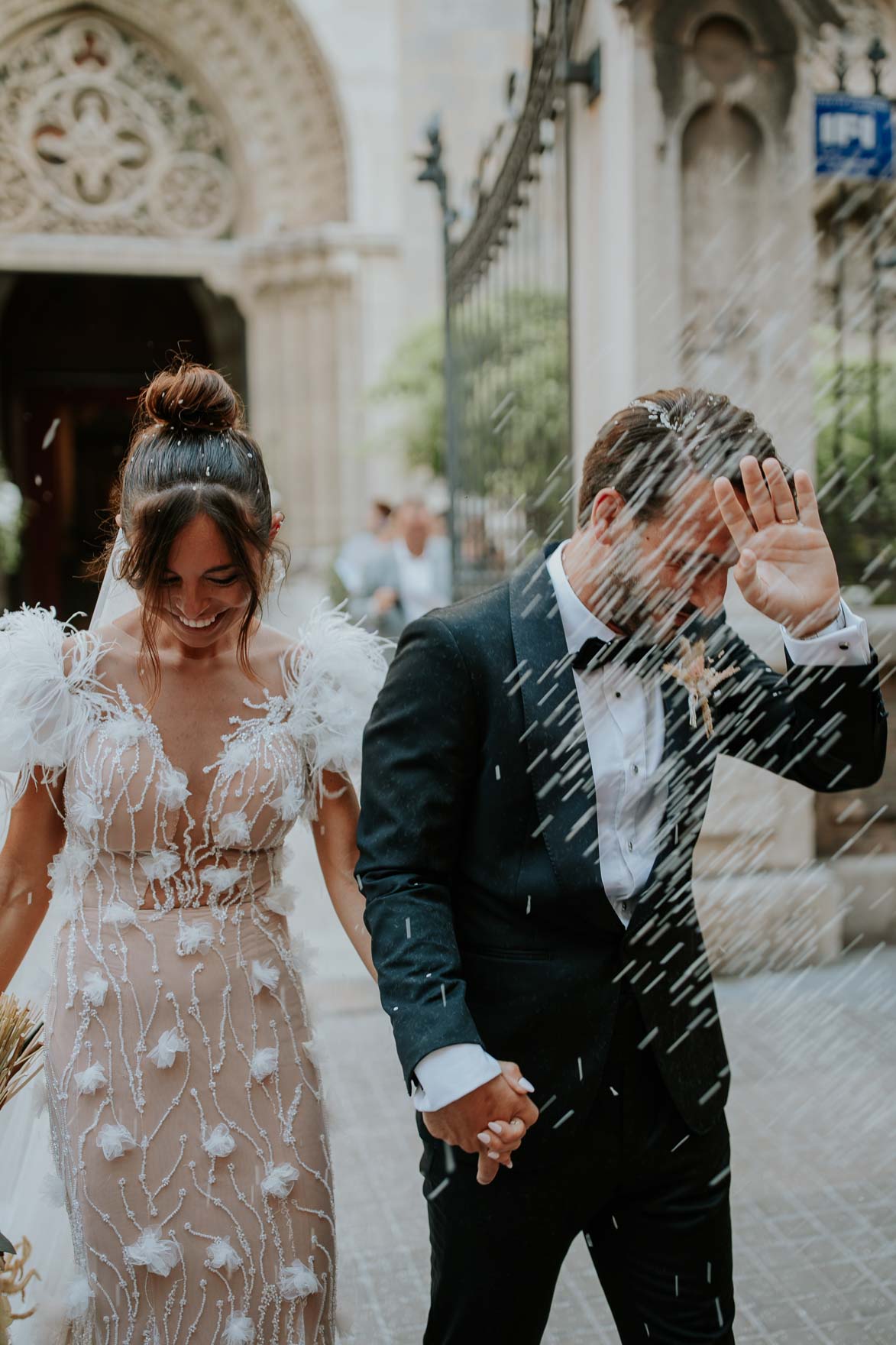 Vestido Novia con Plumas