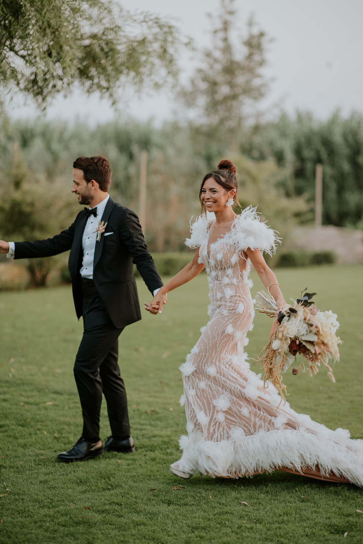 Vestido Novia con Plumas